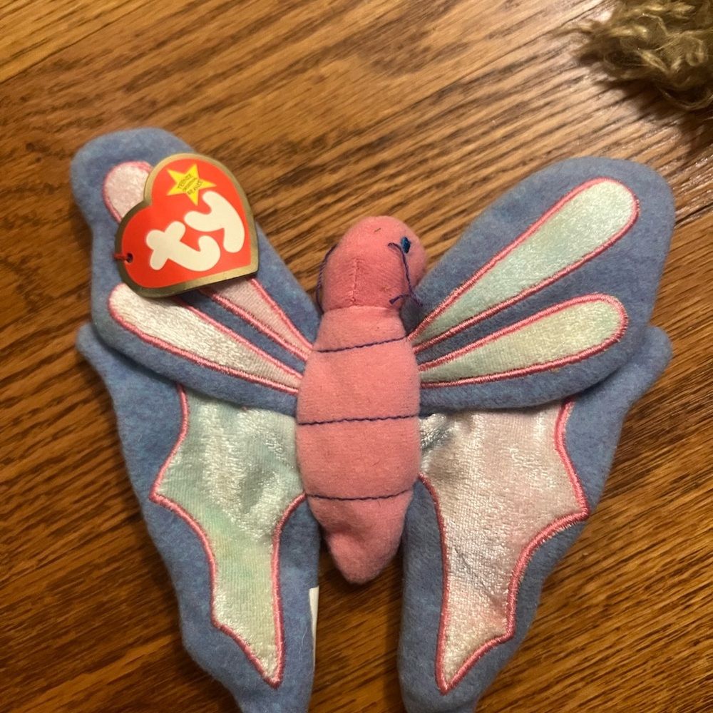 Rare Vintage 1999 Ty Butterfly Plush in Pink and Light Blue